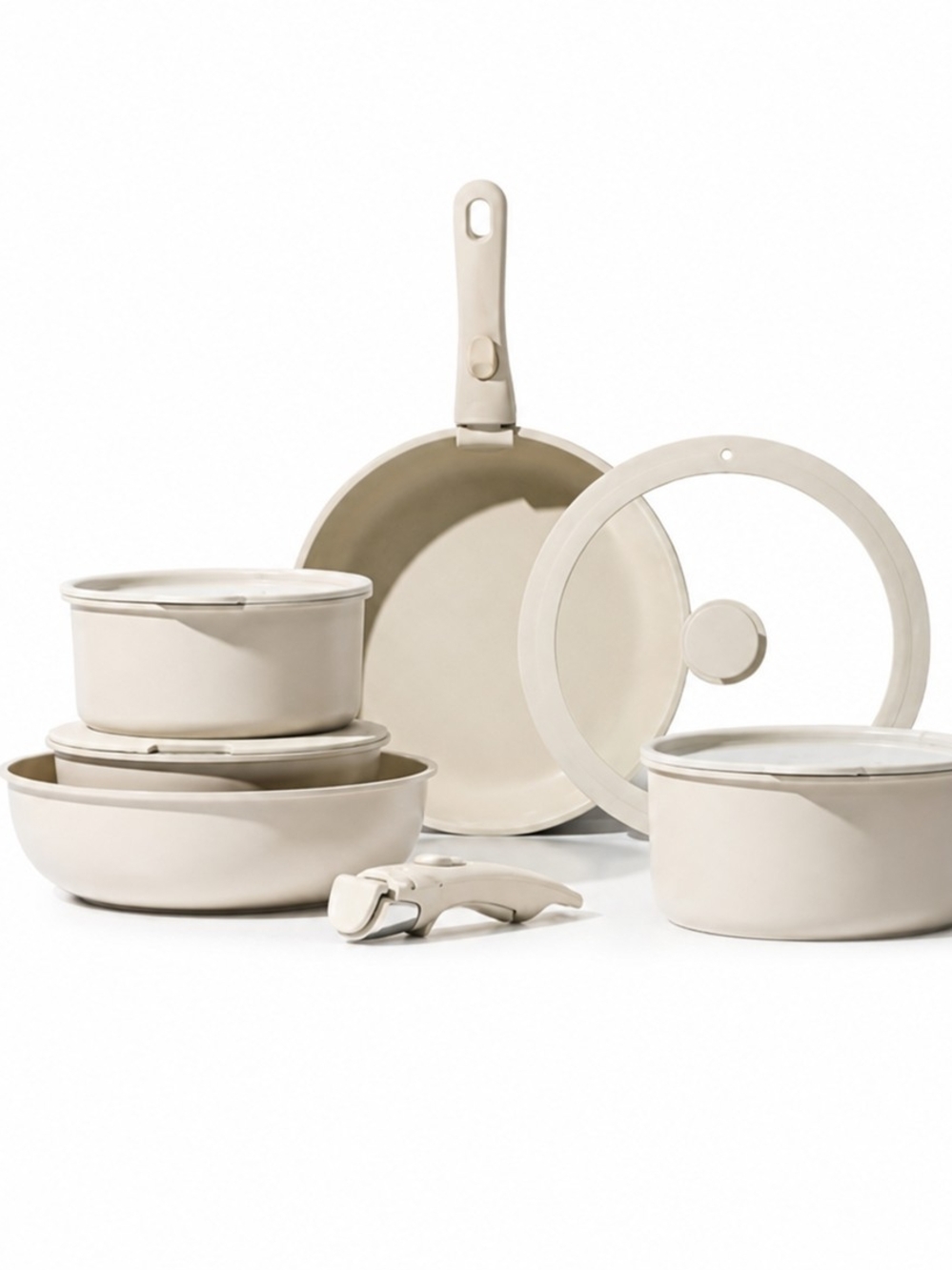 New CAROTE 11pcs Pots and Pans Set, Nonstick Cookware Set Detachable handles